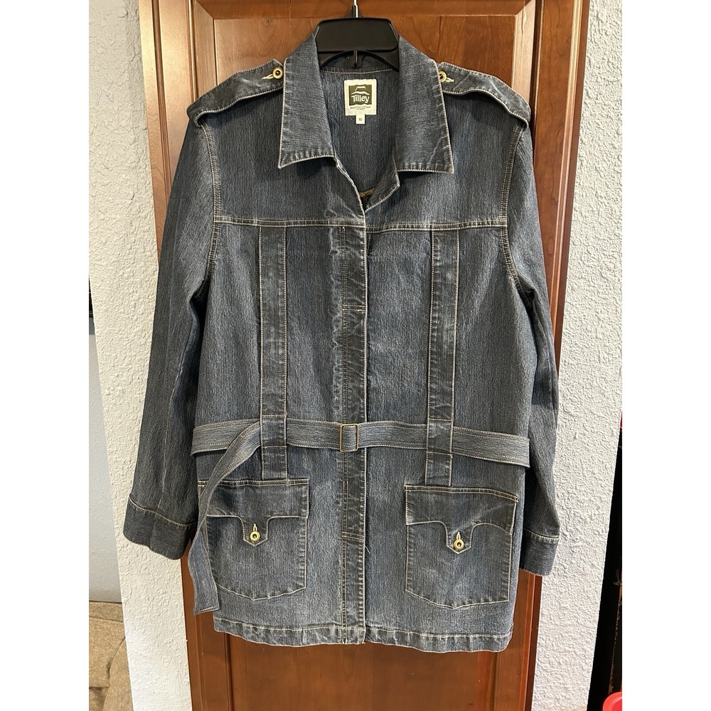 Tilley Women's Size 16 Jean Jacket Rare Long With Belt